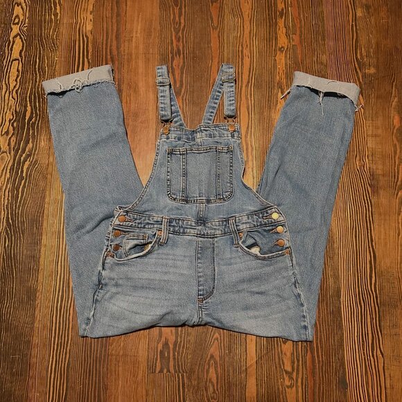 Universal Thread Women's Size 4/27 High-Rise Denim Cropped Raw Hem Overalls - Picture 3 of 9